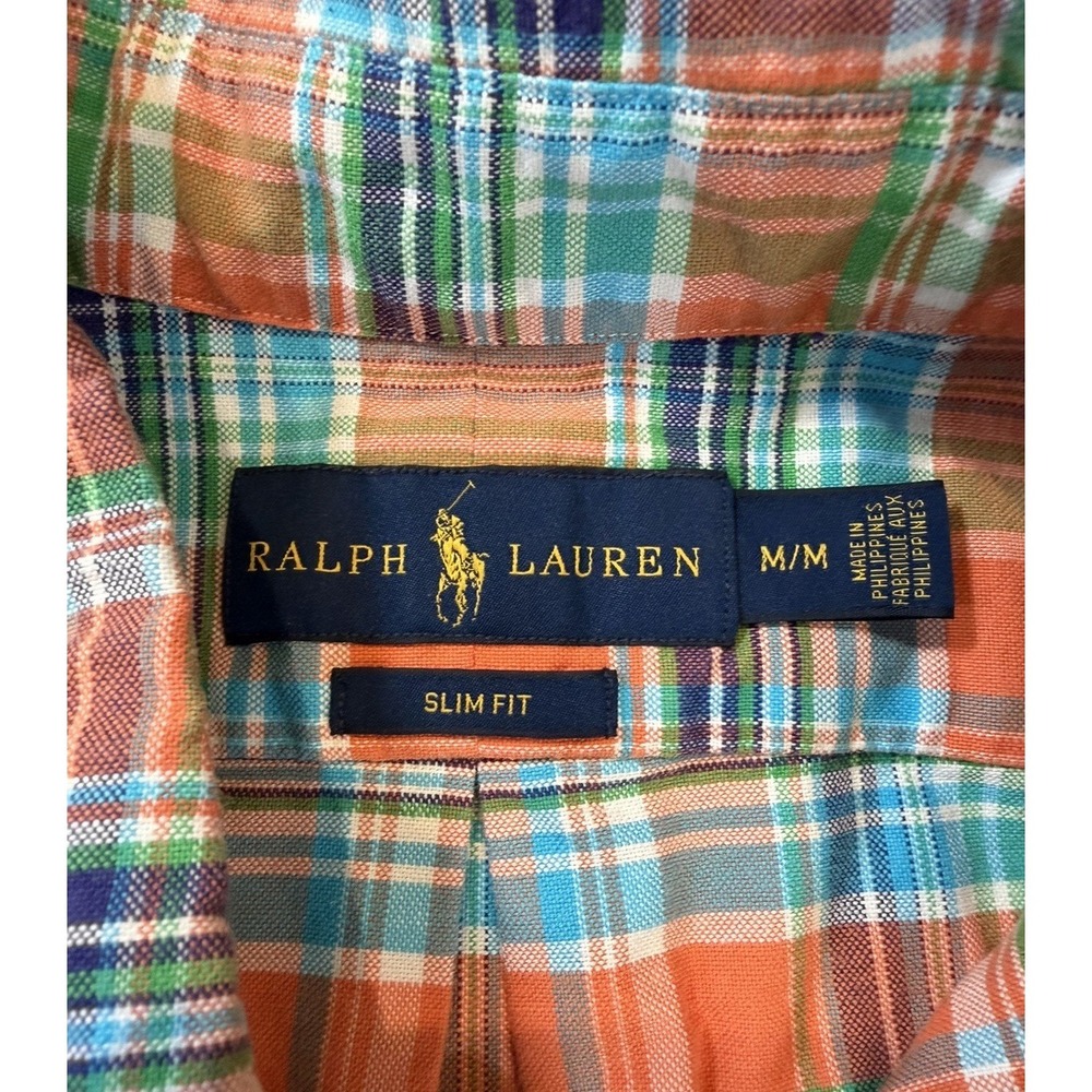 Ralph Lauren Mens Medium Plaid Slim Fit Short Sleeve Button Down Shirt - Picture 5 of 6